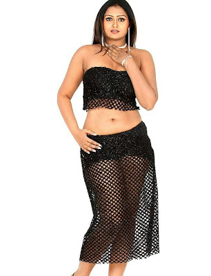 Tamil Actress Vindhiya Hot Navel Show in Black Dress