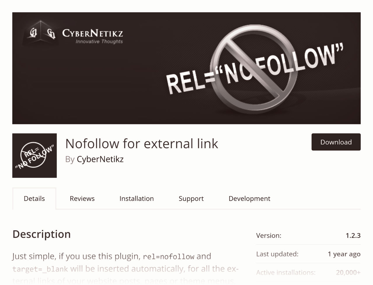 WordPress nofollow link plugin