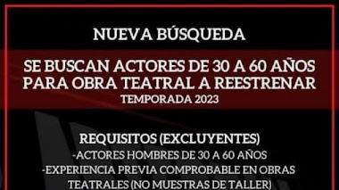 CASTING en BUENOS AIRES: Se buscan ACTORES y ACTRICES de 30 a 60 años para OBRAS TEATRALES - TEMPORADA 2023