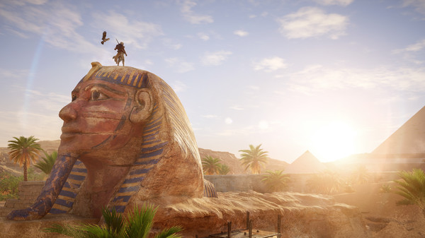 Assasin standing on egyptian monument