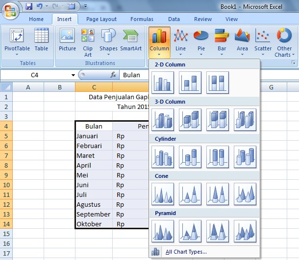 Cara Membuat Grafik di Excel 2