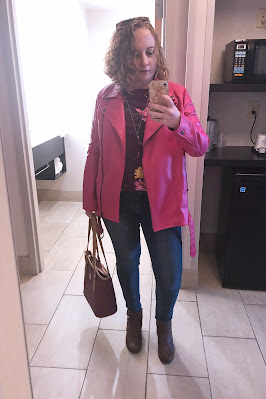 pink leather jacket