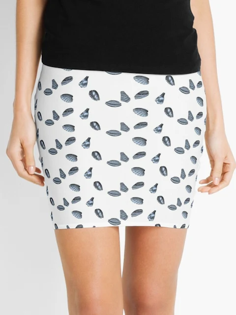 skirt with drawing of seashells