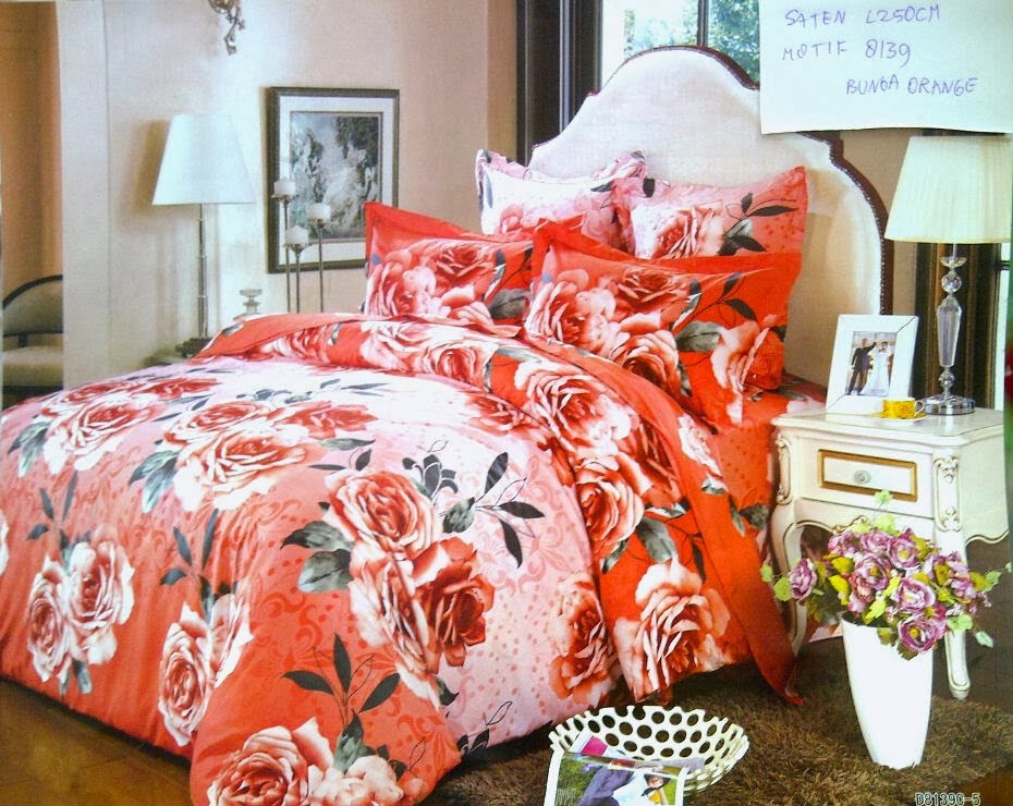 Sprei Jepang Motif Bunga Orange