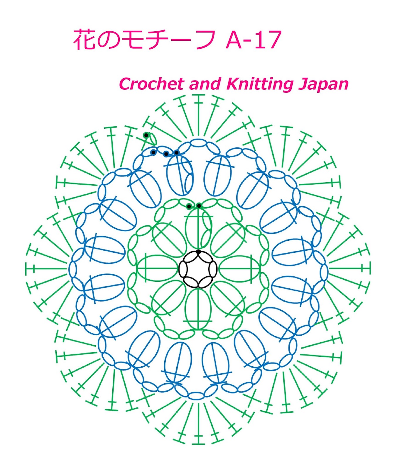 かぎ編み Crochet Japan クロッシェジャパン 花のモチーフ A 17 かぎ針編み初心者さん Crochet Flower Motif