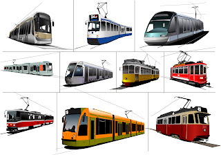 路面電車のイラスト Trolley train vector material