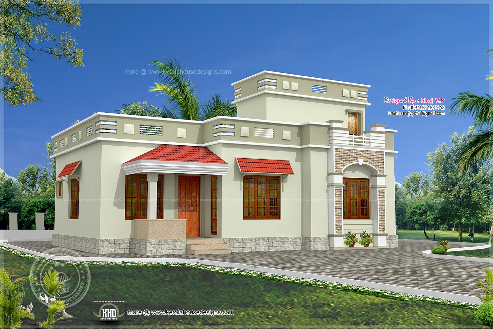 Low budget  Kerala  style home  in 1075 sq feet House  