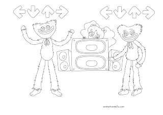Huggy Wuggy And Kissy Missy coloring page