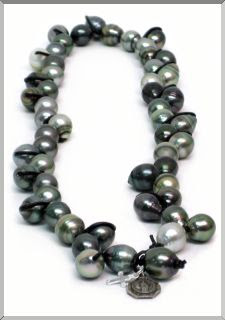 Tahitian Pearls on Chocolate Leather 'Dawna' Necklace