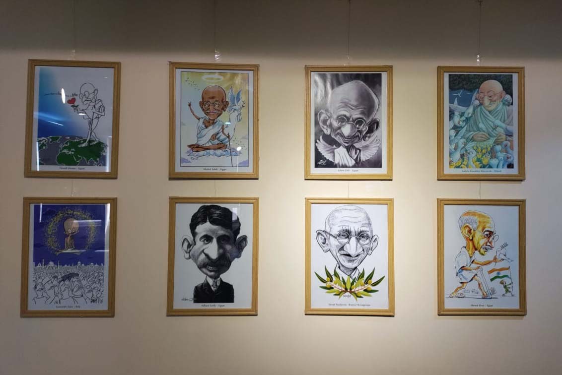 Photos from inauguration of caricature exhibition "Spirit of Gandhi"