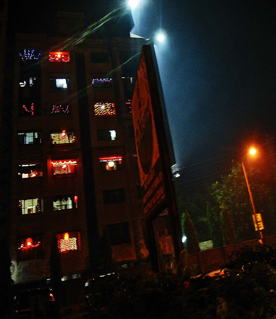 apartment lighted up for Diwali