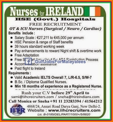 Nurses jobs for Ireland