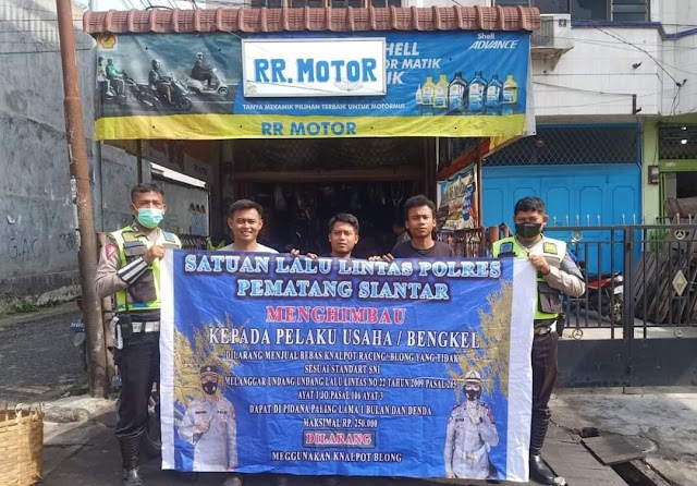 'Antisipasi Kebisingan' Satlantas Polres Siantar Seser Bengkel Pedagang Knalpot Blong