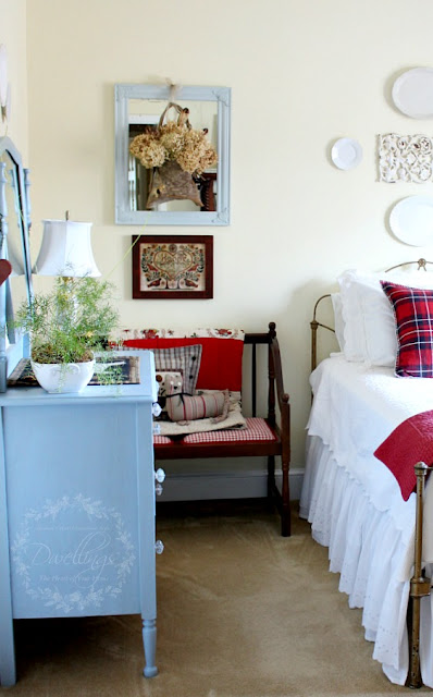 Colonial farmhouse style guest room.