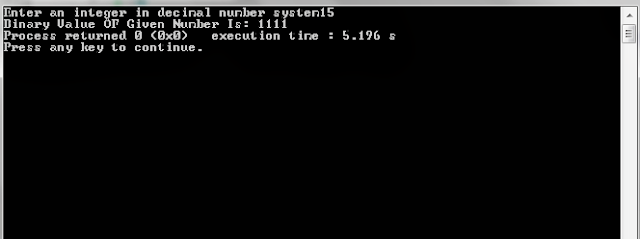 C++ program to Decimal to Binary Conversion Sample code