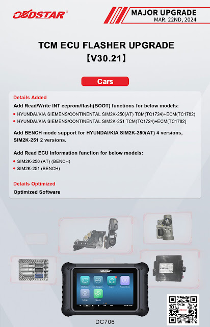 obdstar dc706 TCM ECU FLASHER UPGRADE [V30.21]