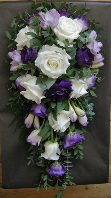 Purple white and lilac wedding bouquet Rachel's gorgeous shower tear drop 