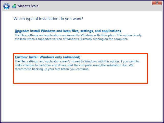 windows 11 clean install option setup 5