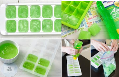 using aloe vera ice cubes for sunburn - life hacks