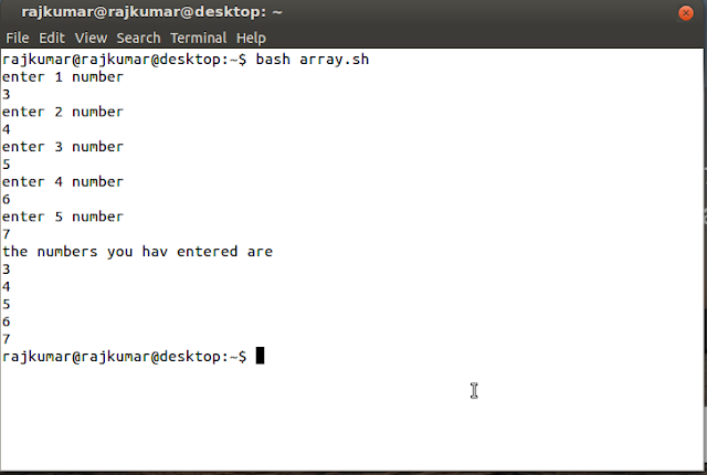 use of array in bash