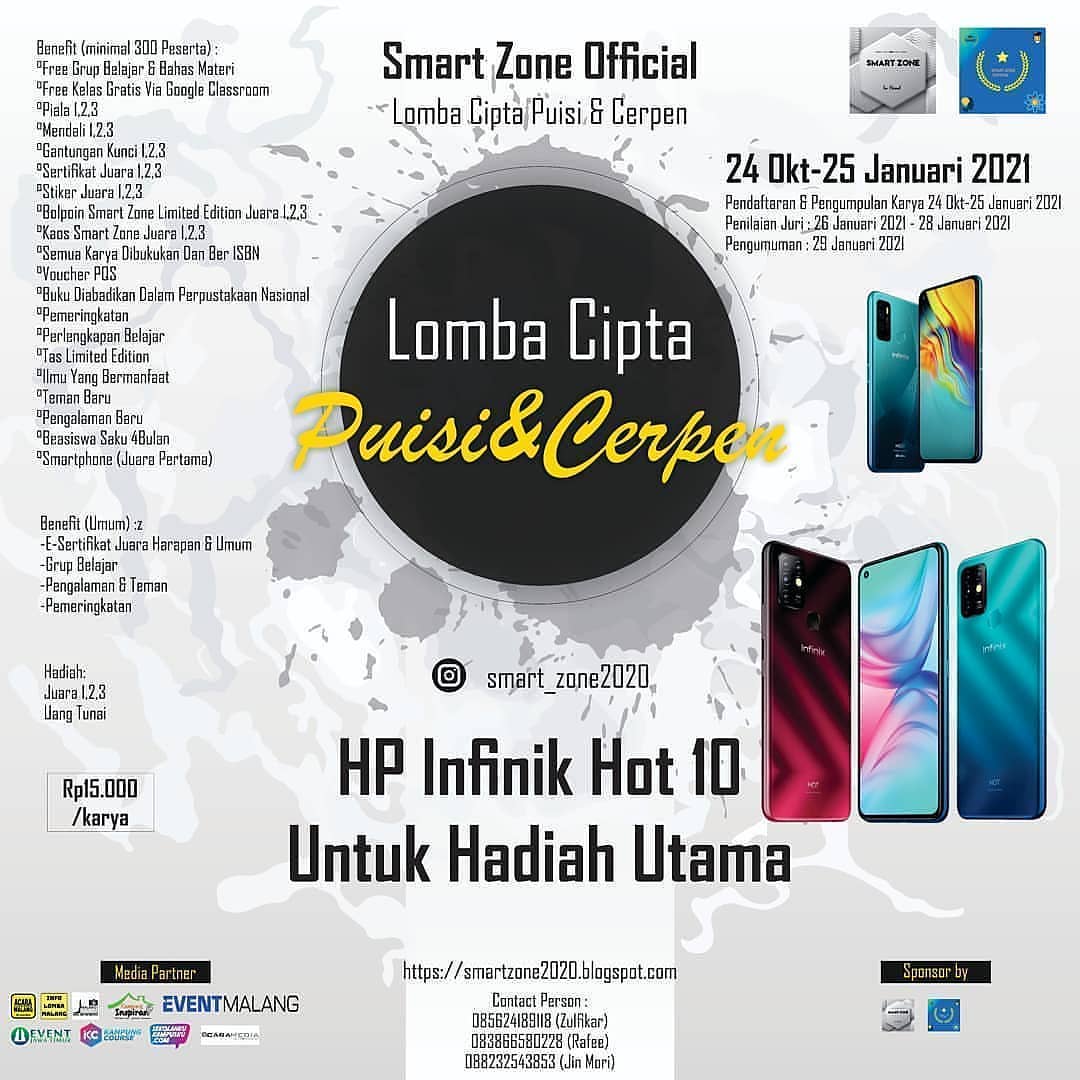 Lomba Menulis Puisi dan Cerpen Berhadiah HP Infinik Hot 10