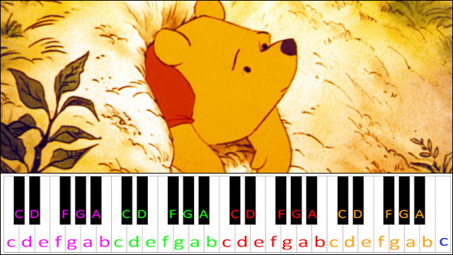 Winnie the Pooh Theme Song (Hard Version) Piano / Keyboard Easy Letter Notes for Beginners