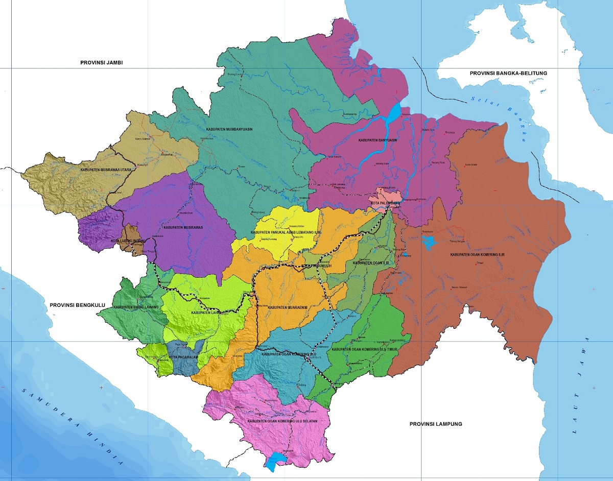  Peta  Sumatera Selatan HD Lengkap  Terbaru dan 