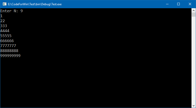 C program to print number pattern