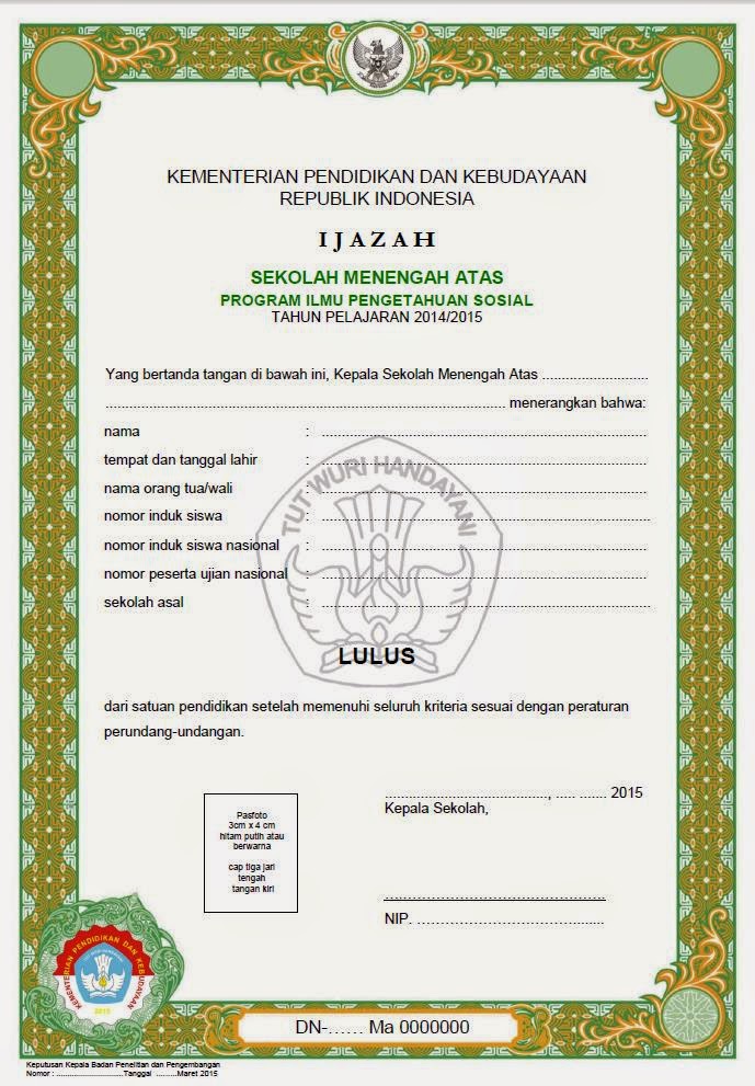 Format Ijazah dan SHUN 2015 - Husnan[dot]Com