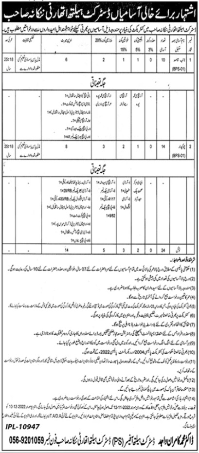 Nankana Sahib District Health Authority Jobs 2022 