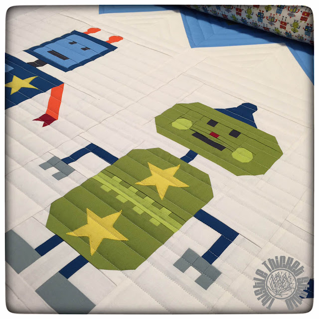 Robots All In A Row Quilt by Thistle Thicket Studio. www.thistlethicketstudio.com