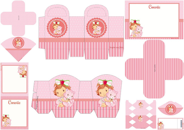 Fiesta de Strawberry Shortcake Bebé: Invitaciones, Cajas e Imprimibles  para Imprimir Gratis.