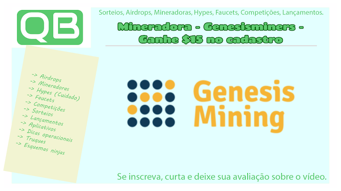 Mineradora - Genesisminers - Ganhe $15 no cadastro