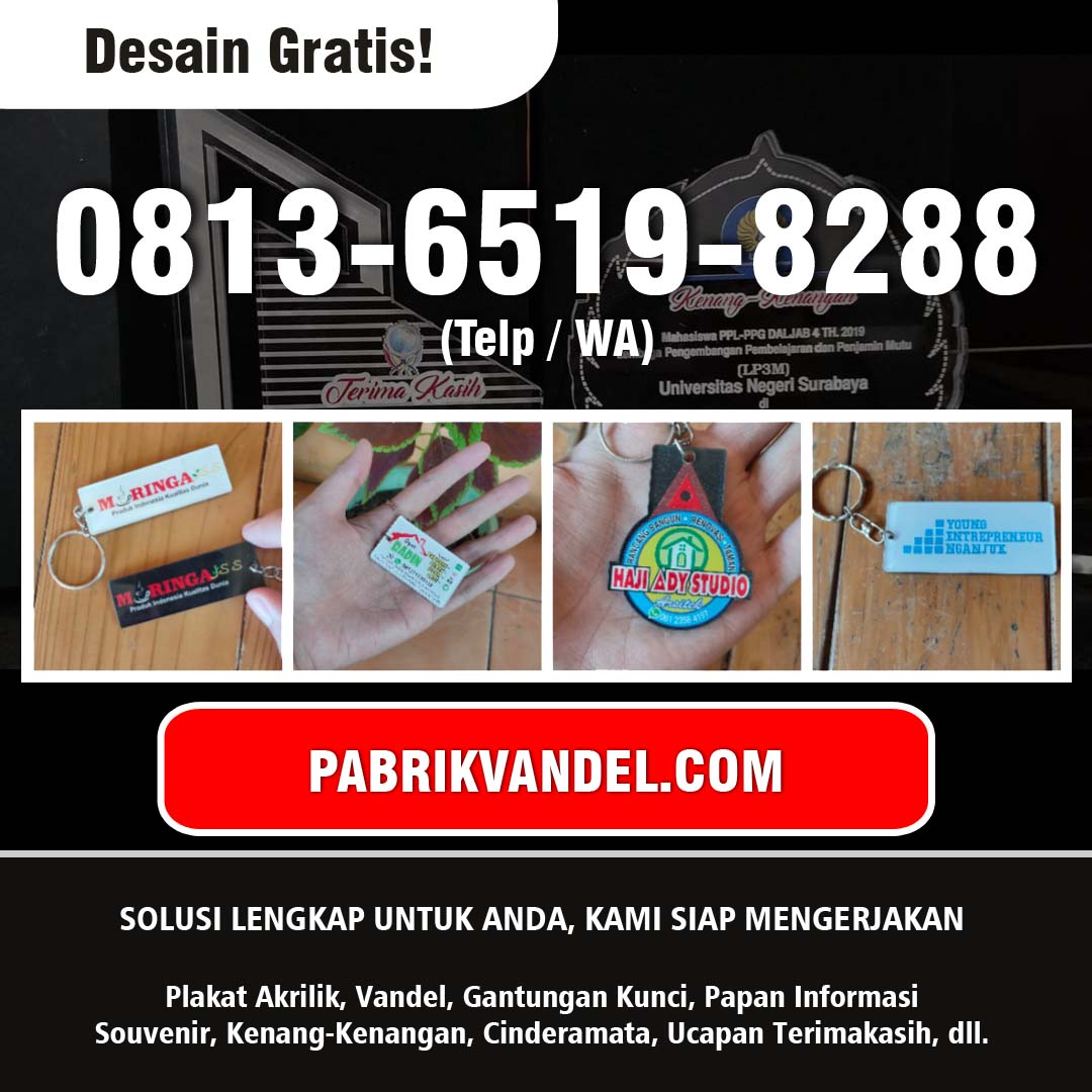 Pesan Gantungan Kunci Akrilik Desain Sendiri