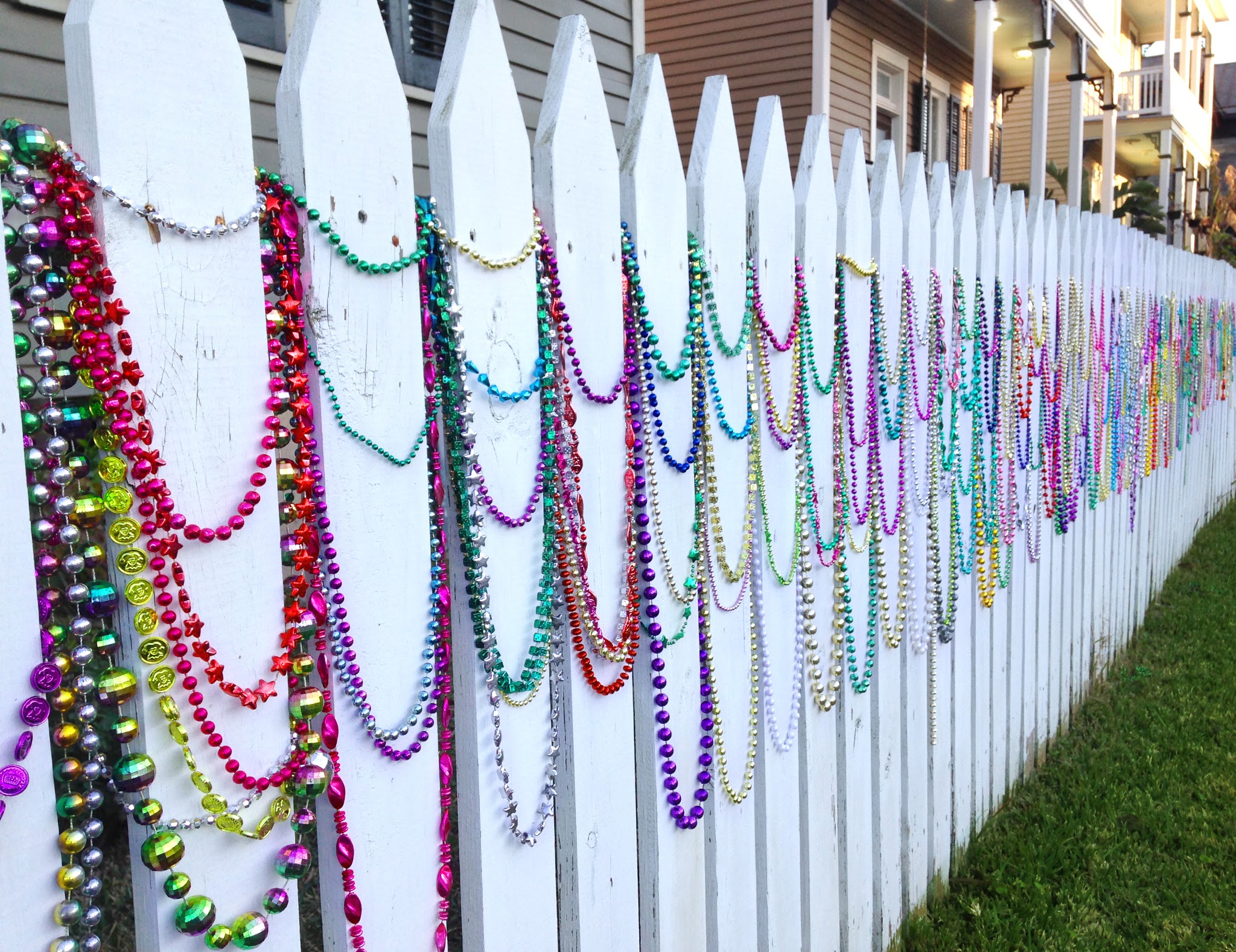 Mardi Gras Beaded Fence in Galveston