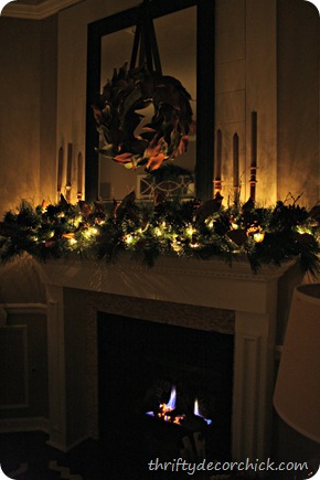 natural copper Christmas mantel 