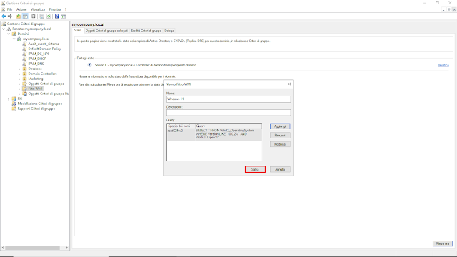 Nuovo filtro WMI, Salva
