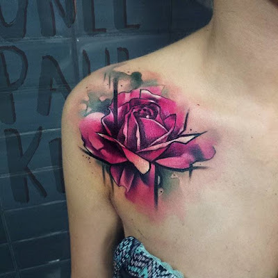 watercolor rose tattoos 