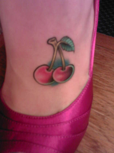 Cherry Foot Tattoos for Girls