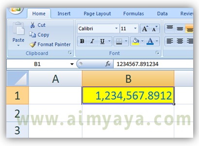 contoh format sel di  microsoft excel