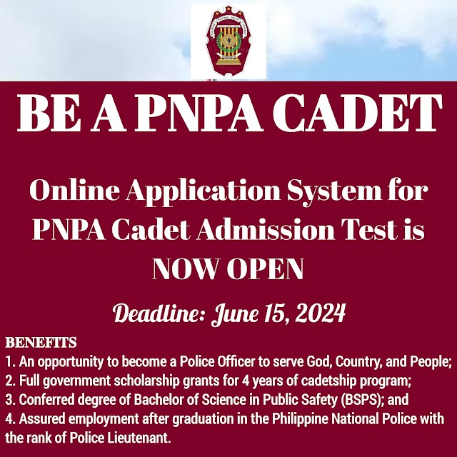 The Online Application System (OAS) for the Philippine National Police Academy Cadet Admission Test (PNPACAT) for the Calendar Year 2024 is now officially open!