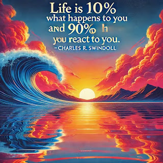 Life is 10% what happens to you and 90% how you react to it