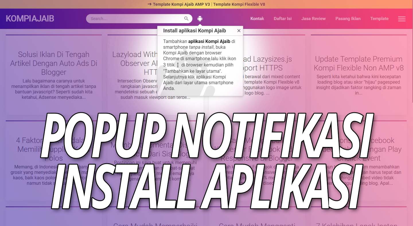 Membuat Popup Atau Modal Box Untuk Notifikasi Install Aplikasi Blog