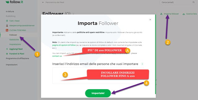 importare follower di feedburner