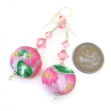 pink flower polymer clay jewelry gift for women