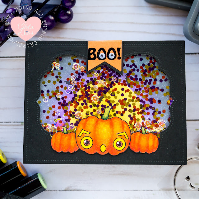 A Pumpkin Boo Shaker Card by ilovedoingallthingscrafty for Ink On 3