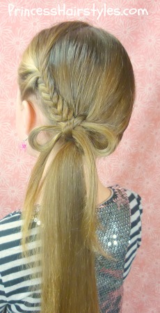 fishtail braided bow ponytail tutorial