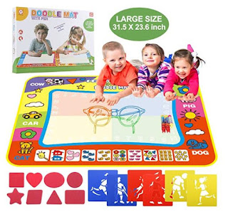 citymama Drawing Mat Doodle Magic mat Water Drawing & Writing Mat Painting Board 4 Colors with 3 Magic Drawing Pens and 14 Molds Kids Educational Toy mat Gift for Children Large Size 31.5" x 23.6"