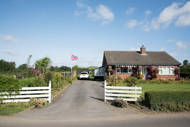 Patriotic flags in garden