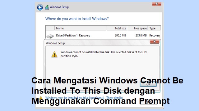 Cara Mengatasi Windows Cannot Be Installed To This Disk